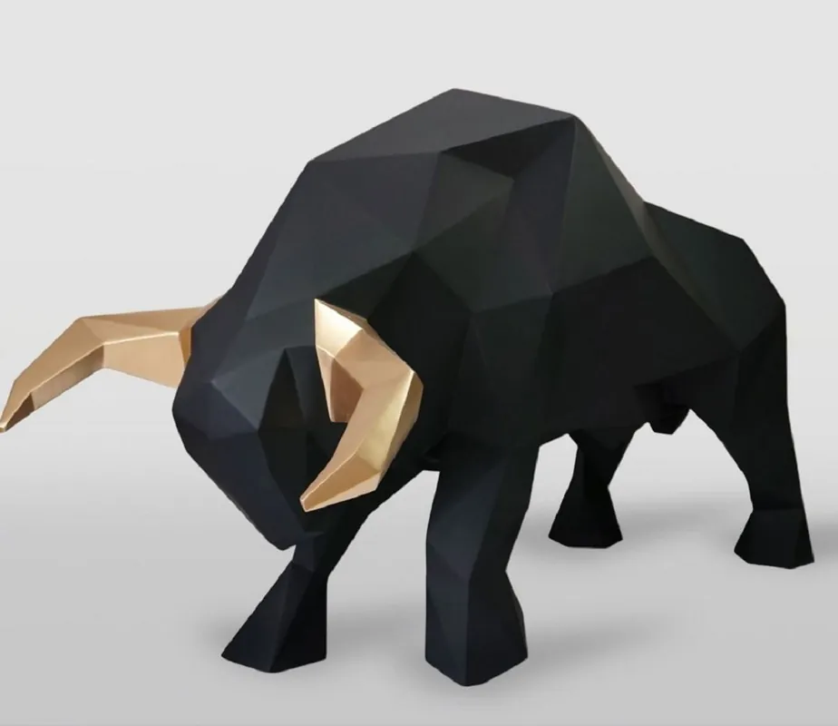 Casa Padrino scultura decorativa XXL toro nero / oro 220 cm - Figura decorativa astratta da giardino a grandezza naturale Nur Für Kurze Zeit