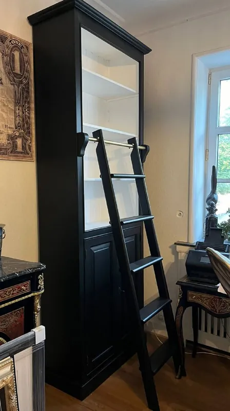 Casa Padrino armadio per libri in stile country con scaletta bianco / nero A. 260 cm - Mobile in stile country Preiswert