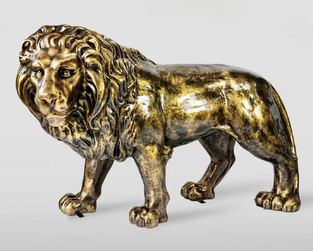 Nur Für Kurze Zeit Casa Padrino scultura decorativa XXL leone oro antico 185 cm - Figura decorativa da giardino a grandezza naturale