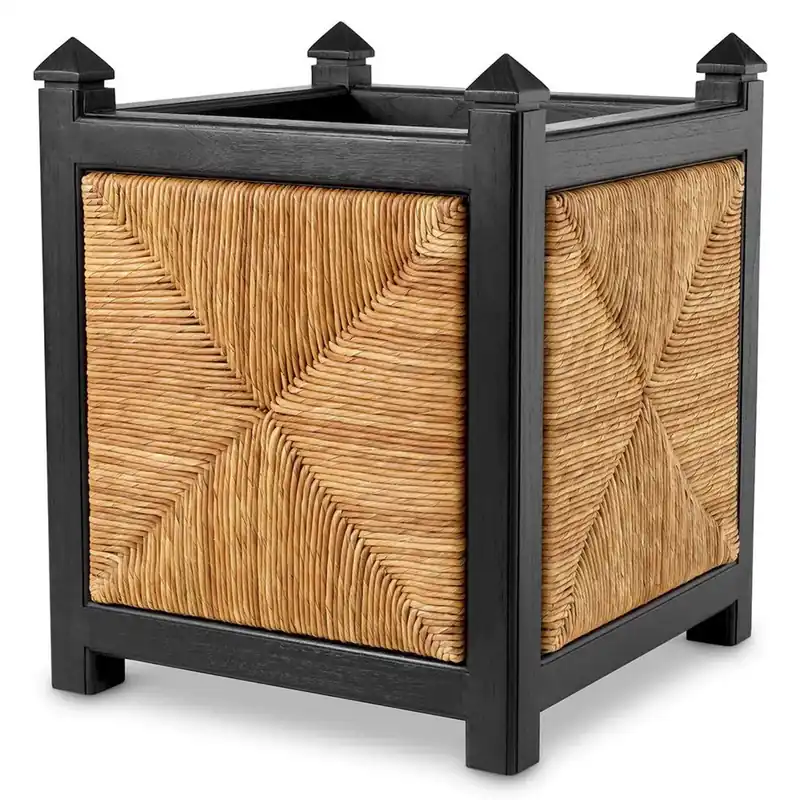 Casa Padrino vaso di fiori di lusso naturale / nero A. 80 cm - Vaso per piante quadrato Schneller Versand