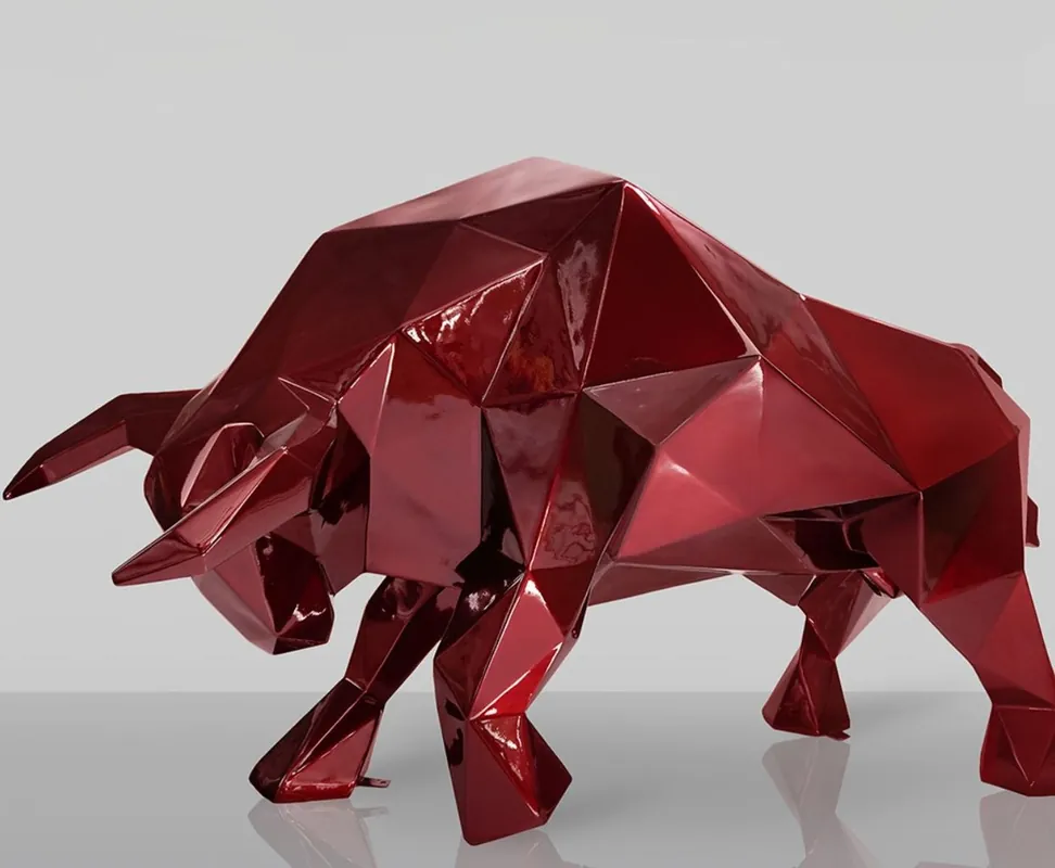 Casa Padrino scultura decorativa XXL toro bordeaux rosso 220 cm - Figura decorativa astratta da giardino a grandezza naturale Heißes Angebot