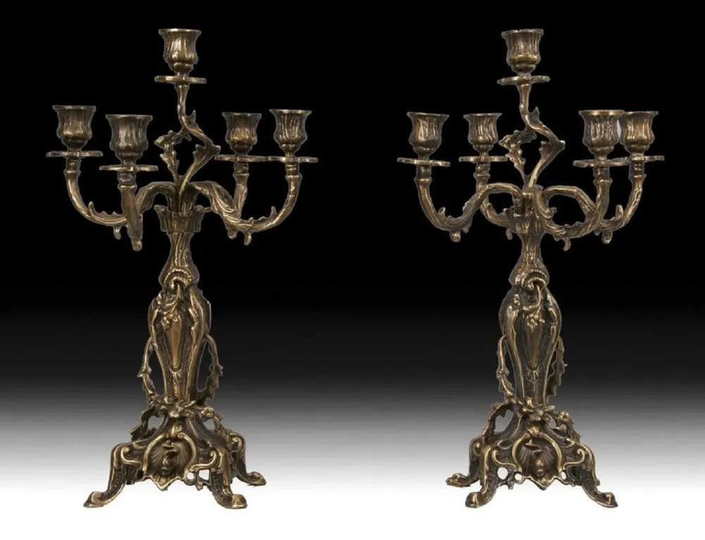 Online Kaufen Casa Padrino set di portacandele barocco di lusso in bronzo Ø 22 x A. 45 cm - Interno barocco