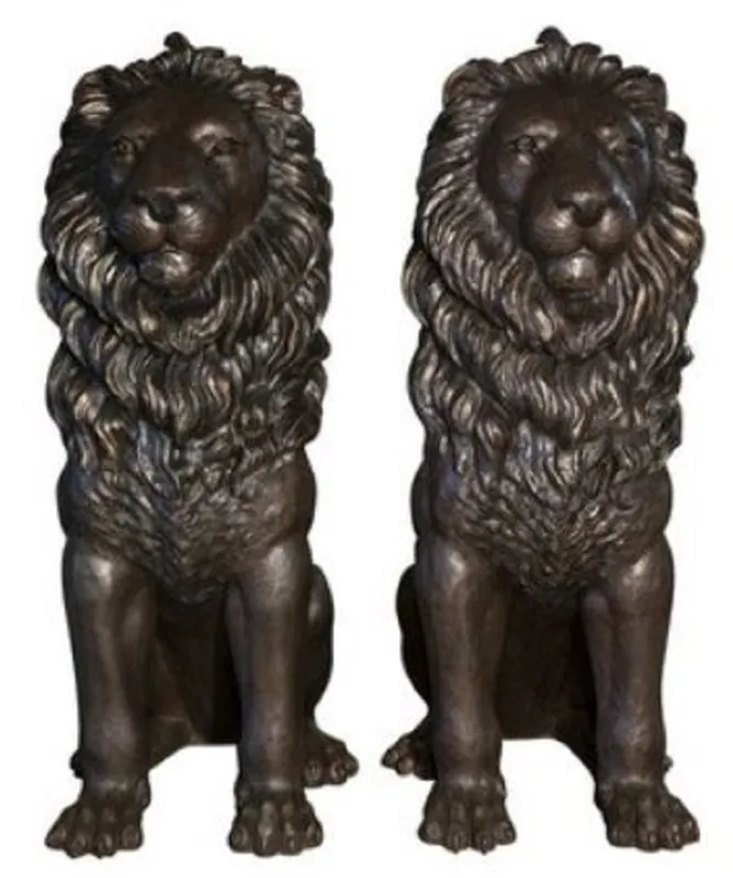 Casa Padrino set di sculture in bronzo decorative da giardino di lusso leoni A. 206 cm - Figure in bronzo Markenware