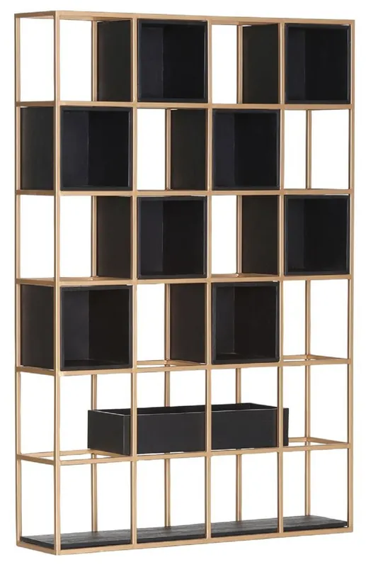 Geprüft Casa Padrino cabinet mensola di lusso in metallo con scomparti in legno ottone / nero A. 160 cm