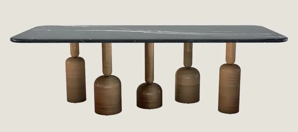 Billig Casa Padrino tavolo da pranzo di lusso con piano in marmo nero / bronzo 240 cm - Mobili per hotel e ristoranti di lusso