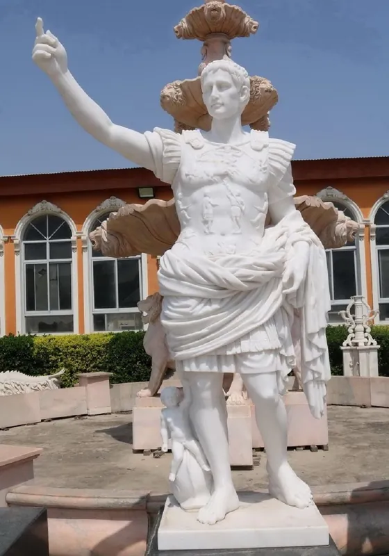 Billig Casa Padrino Scultura in Marmo in Stile Antico Romano Bianco A. 200 cm - Figura da Giardino