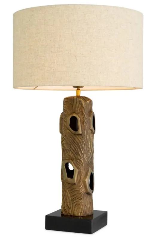 Lampada da tavolo di lusso Casa Padrino finitura in ottone vintage / base in granito nero Ø 45 cm x H. 74,5 cm Meistverkauft