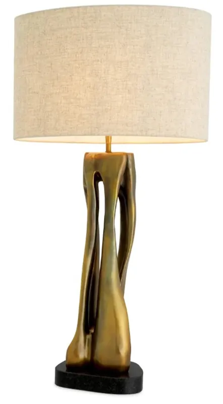 Lampada da tavolo di lusso Casa Padrino dall'aspetto vintage in ottone / base in granito nero L. 22 cm x H. 89,5 cm Top-Preis