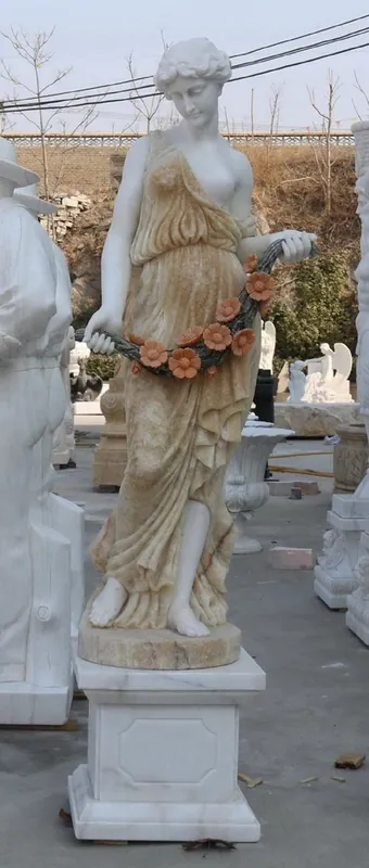 Online Kaufen Casa Padrino scultura decorativa da giardino in marmo signora lato destro bianco / beige A. 190 cm
