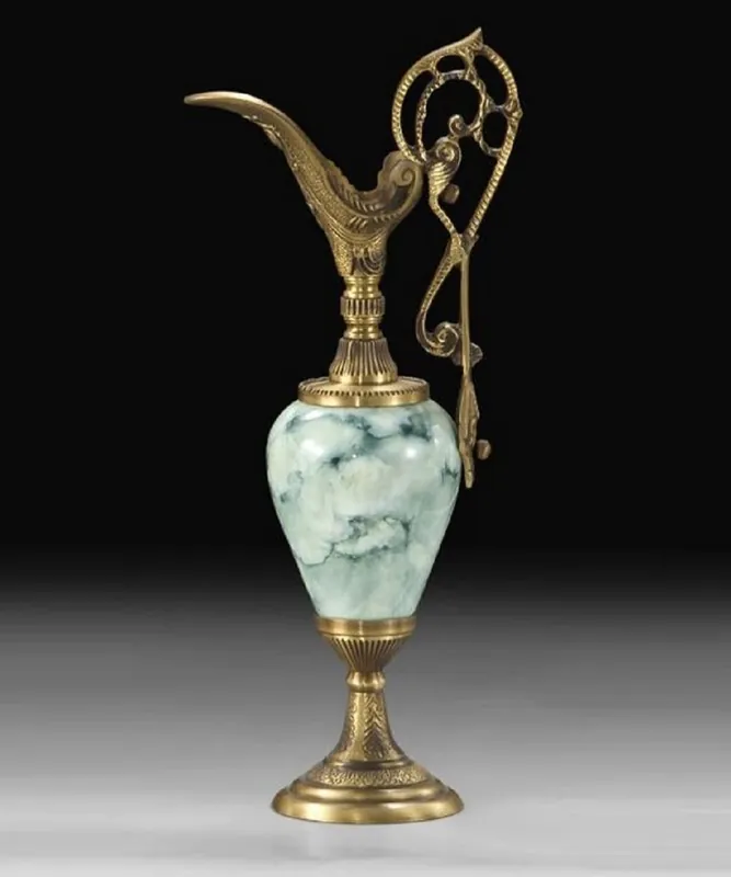 Angebot Casa Padrino vaso barocco di lusso a forma di brocca di vino ottone antico / verde A. 37 cm - Accessori decorativi barocchi