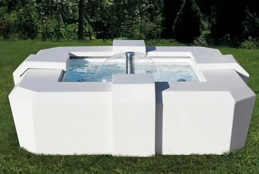 Ausverkauf Casa Padrino fontana di lusso bianco 130 cm - Fontana da giardino quadrata