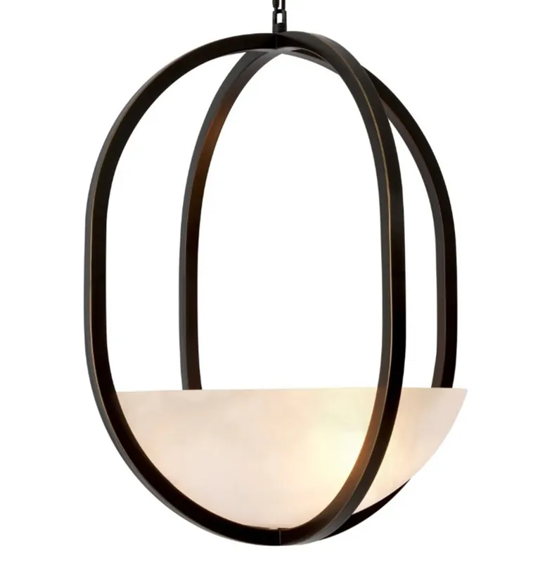 Casa Padrino lampada a sospensione di lusso finitura bronzo / alabastro Ø 49 cm x A. 60 cm Wochenendangebot