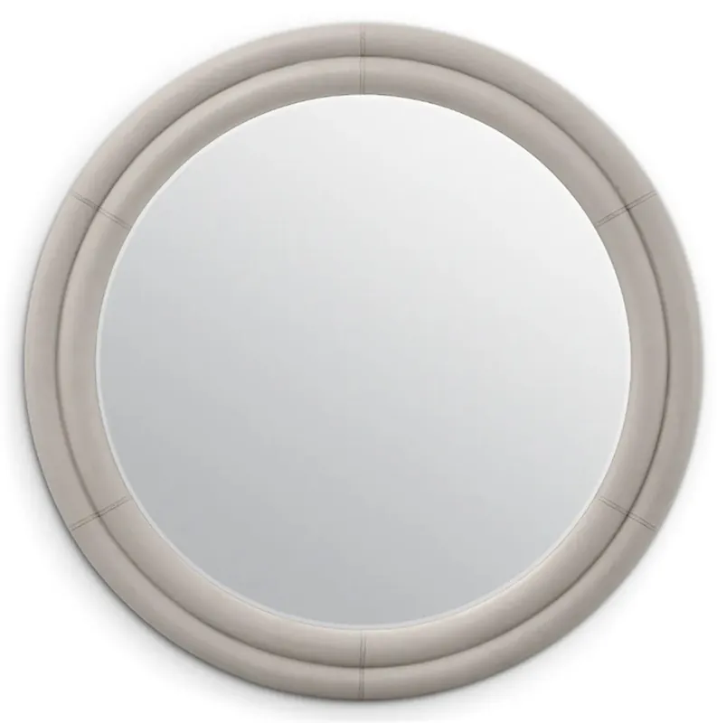 Specchio di lusso Casa Padrino effetto pelle grigio chiaro Ø 120 cm Aktuell