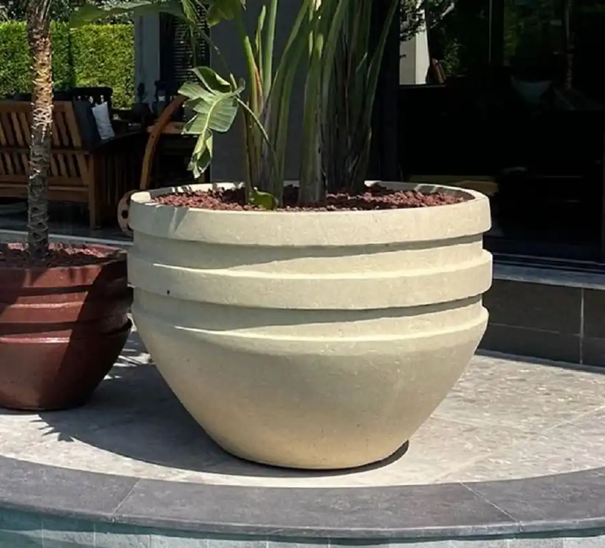 Casa Padrino vaso da fiori in cemento XXL di lusso per decorazione da giardino giallo Ø 120 x A. 90 cm Mega-Angebot