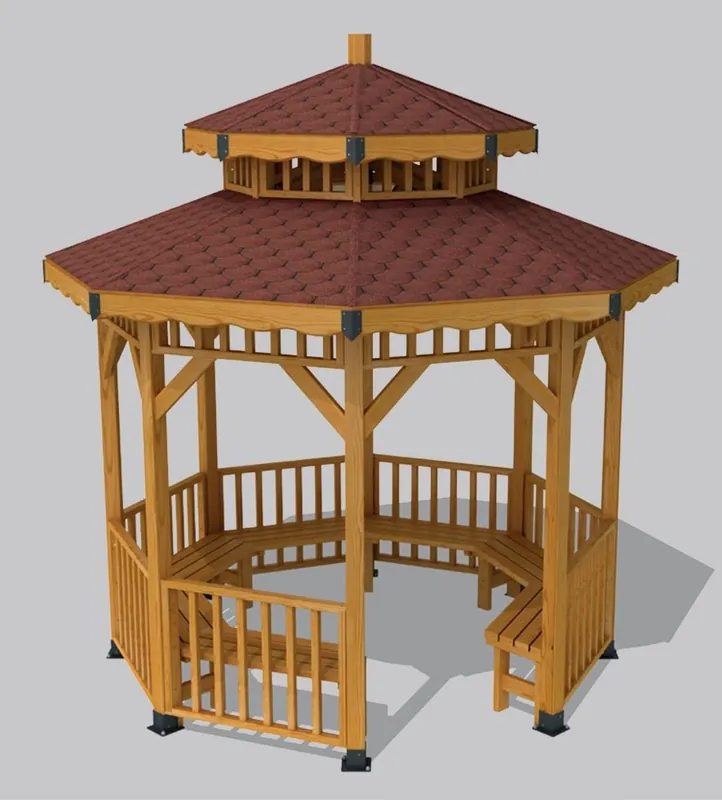 Top-Preis Casa Padrino padiglione con panchine naturale / marrone 300 x 300 x A. 375 cm - Mobili da giardino e parchi