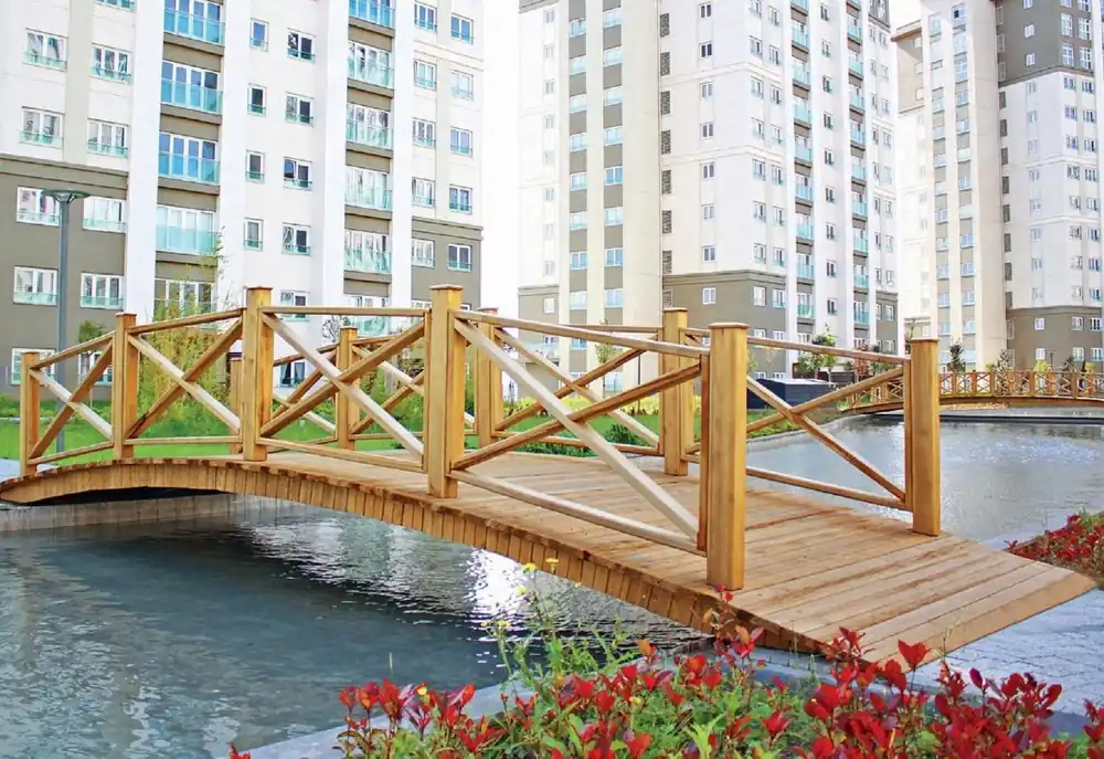 Direkt Vom Hersteller Casa Padrino ponte di lusso in legno massello con ringhiera naturale 504 cm - Mobili da giardino e parchi
