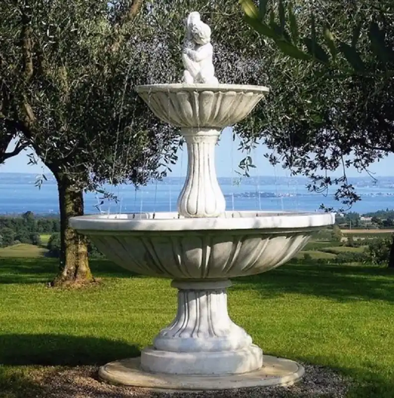 Begrenztes Angebot Casa Padrino fontana barocco grigio Ø 130 x A. 195 cm - Fontana da giardino rotonda - Fatto in Italia