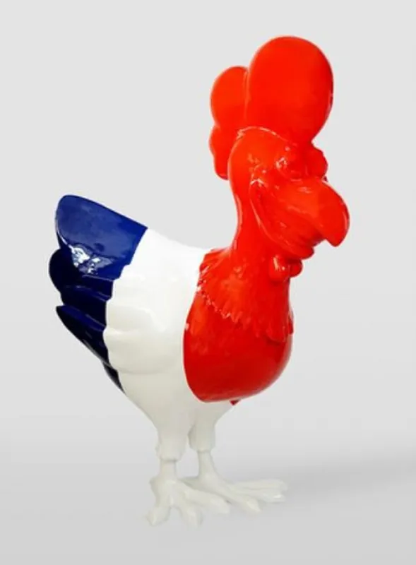 Solange Der Vorrat Reicht Casa Padrino scultura decorativa XXL gallo rosso / bianco / blu A. 190 cm - Figura gigante decorativa da giardino