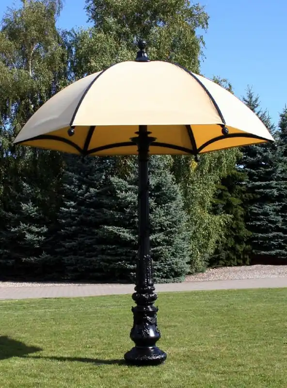 Casa Padrino ombrellone decorativo da giardino barocco nero / beige Ø 350 x A. 418,5 cm Wochenendangebot