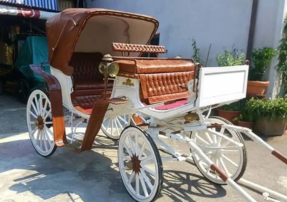 Sichere Zahlung Casa Padrino carrozza trainata da cavalli barocco bianco / marrone - Carrozza nuziale in stile barocco