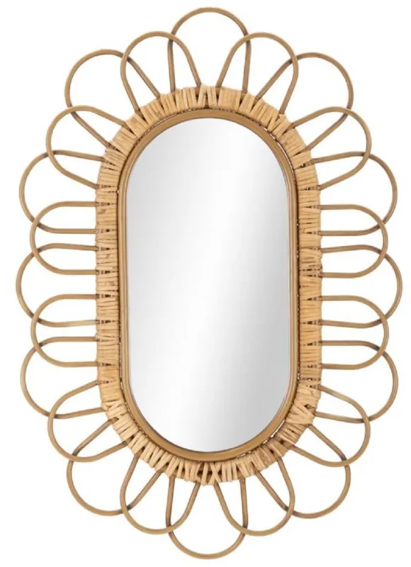 Casa Padrino specchio di lusso naturale A. 80 cm - Specchio da parete con intreccio in rattan Sale