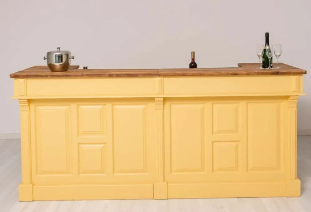 Begrenztes Angebot Casa Padrino bancone bar stile country in legno massello giallo / marrone 240 cm - Mobile bar in stile country