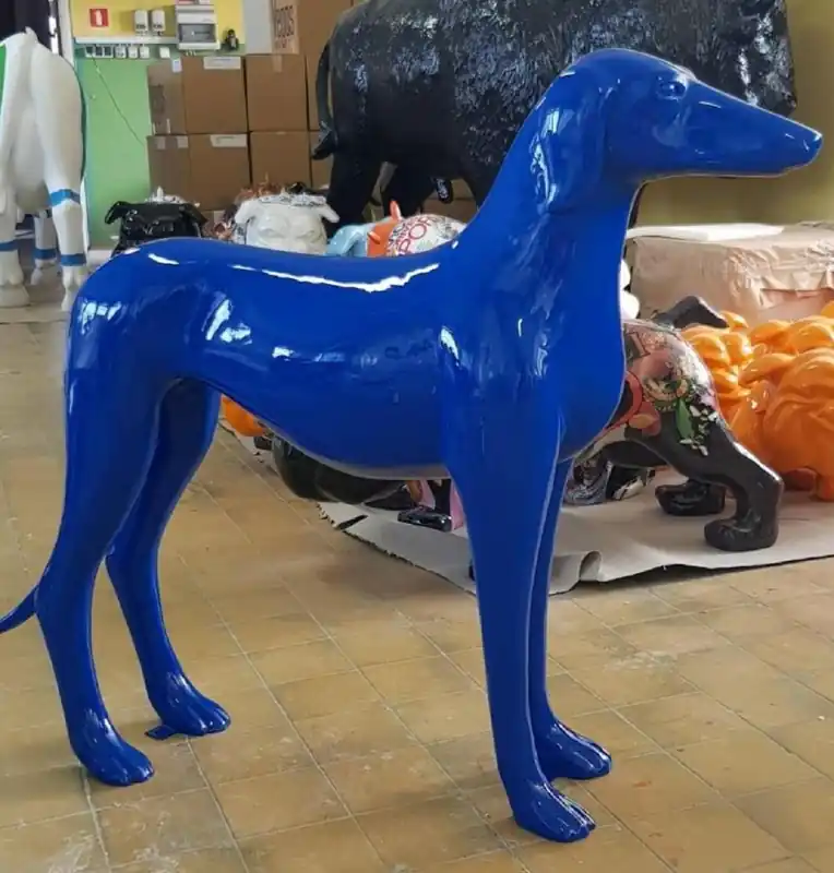 Casa Padrino scultura decorativa XXL levriero blu 110 cm - Decorazione per soggiorno e giardino Schnäppchen