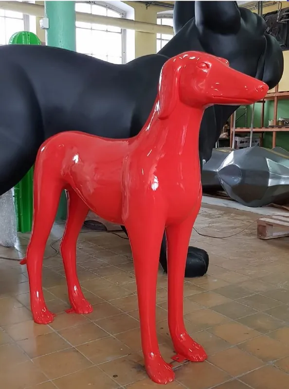 Casa Padrino scultura decorativa XXL levriero rosso 110 cm - Decorazione per soggiorno e giardino Direktkauf
