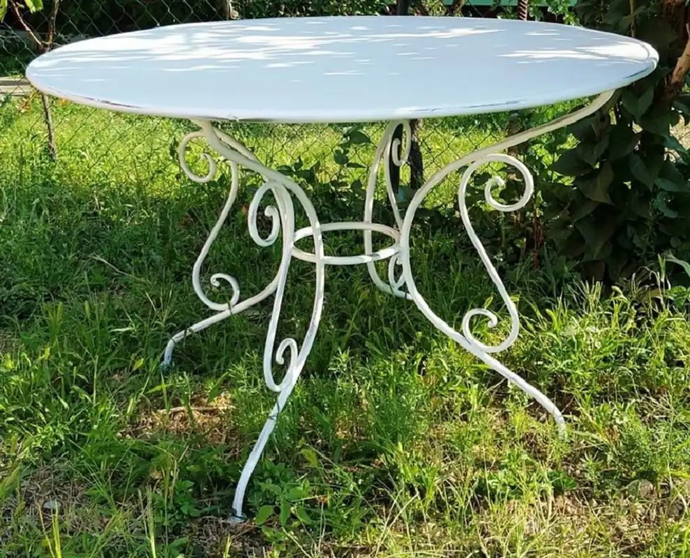 Casa Padrino tavolo da giardino Art Nouveau bianco Ø 120 x A. 70 cm - Mobili da giardino nostalgici Geprüft