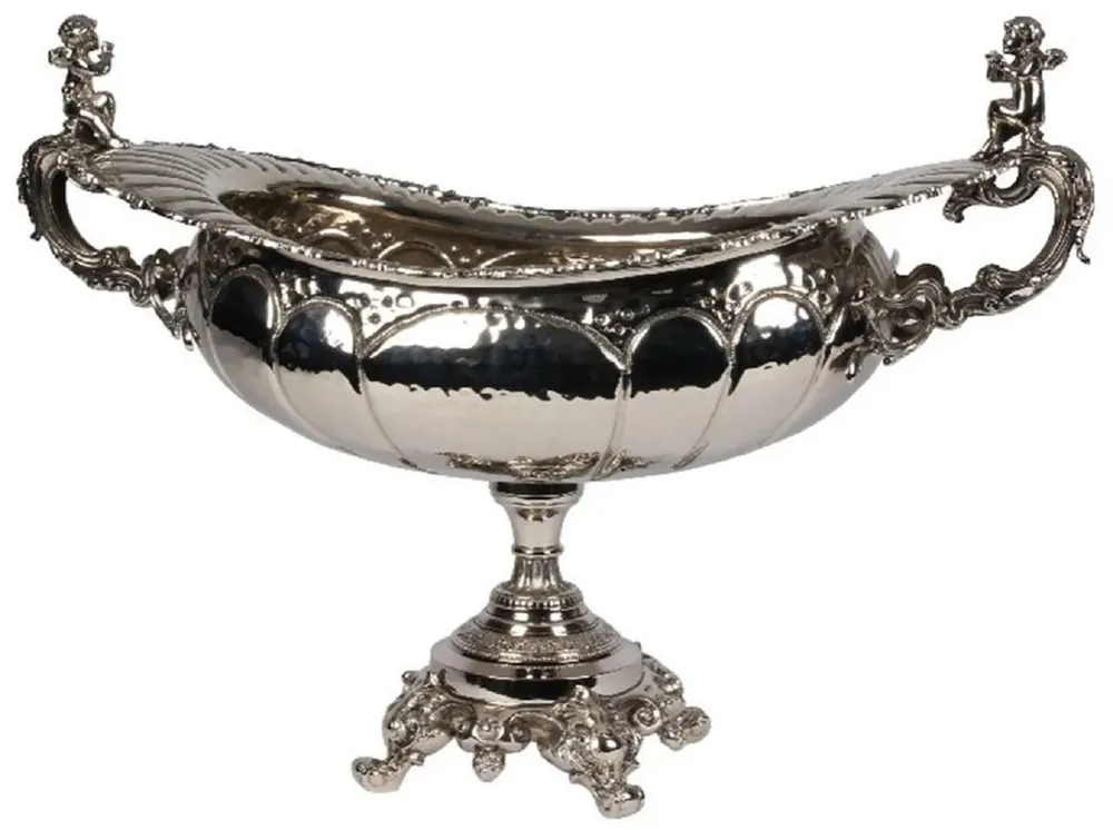 Must-Have Casa Padrino ciotola decorativa barocco in ottone argento 75 x 41 x A. 52 cm - Accessori decorativi barocchi