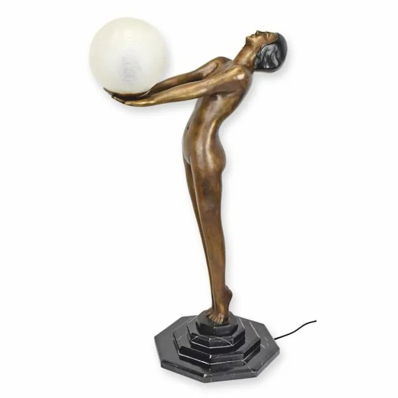 Casa Padrino Lampada da Tavolo Art Nouveau Donna Bronzo / Nero / Bianco A. 72,5 cm Direktkauf