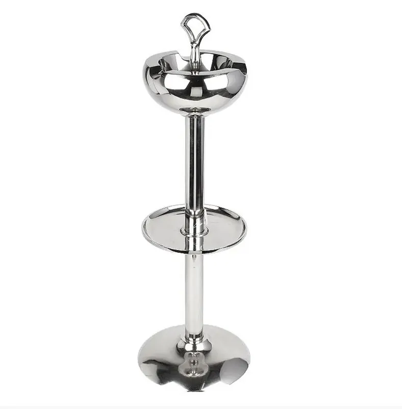 Casa Padrino Posacenere con Supporto Argento 24x20x73 cm - Posacenere Rotondo in Alluminio con Supporto - Accessori Decorativi Nur Für Kurze Zeit