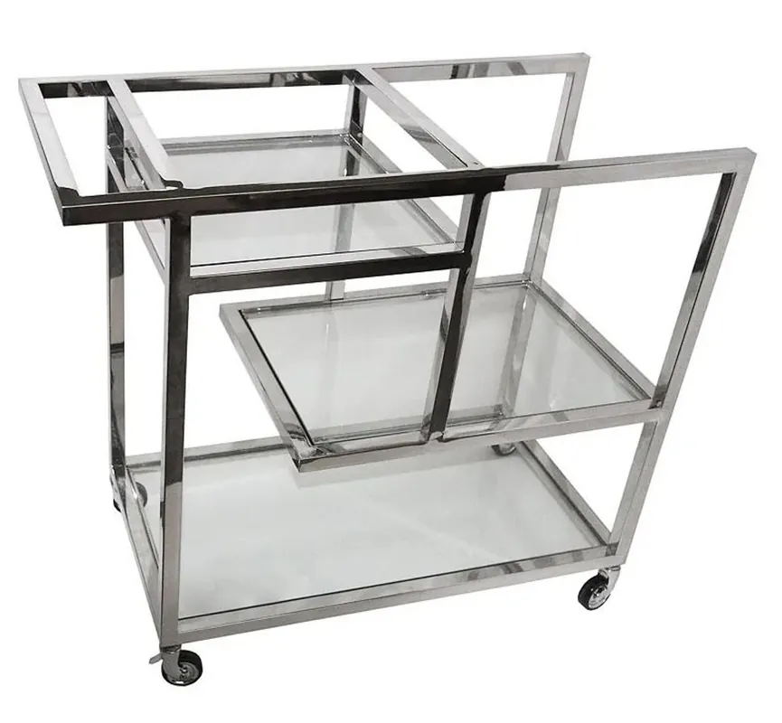 Günstig Casa Padrino carrello da portata di lusso argento / vetro 89 x 42 x H 80 cm - carrello in acciaio inossidabile con vetro - carrello bar ristorazione