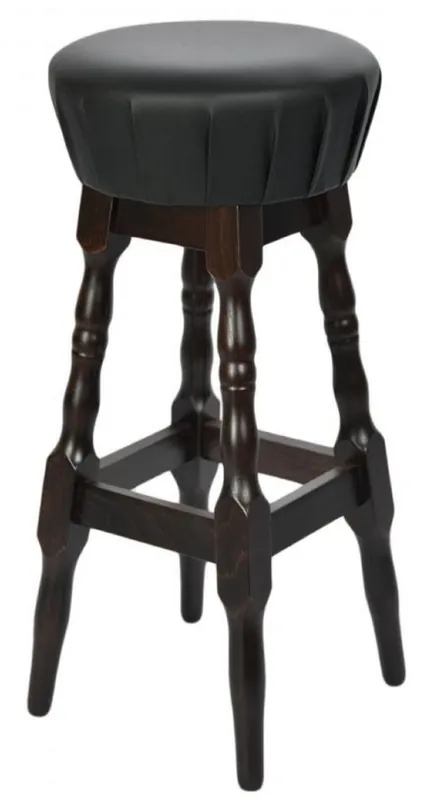 Casa Padrino sgabello da bar Art Nouveau nero / marrone scuro A. 80 cm - Sedia da bar rotonda in pelle artificiale Wochenendangebot