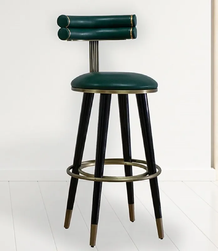 Casa Padrino sedia bar di lusso verde / nero / ottone antico A. 98 cm - Mobili per hotel e bar Versand Am Gleichen Tag