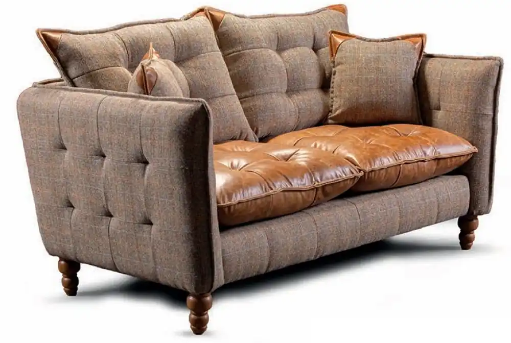 Casa Padrino divano a 2 posti Chesterfield di lusso grigio / marrone 175 cm - Mobile soggiorno Sonderaktion