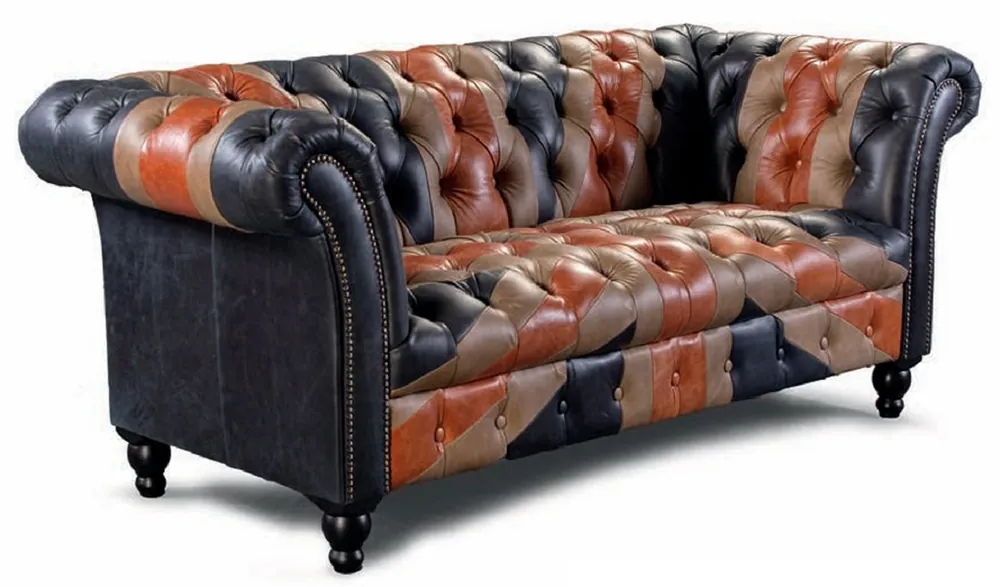 Schnäppchen Casa Padrino divano Chesterfield di lusso a 3 posti in vera pelle blu / marrone / nero 235 cm