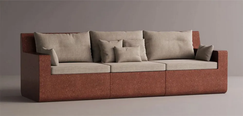 Neuheit Casa Padrino divano di lusso crema / marrone 270 cm - Divano modulare in cemento resistente alle intemperie