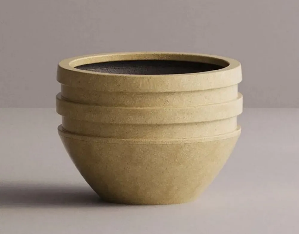 Geprüft Casa Padrino vaso da fiori di lusso in cemento giallo Ø 80 x A. 60 cm - Vaso per piante decorativo per soggiorno e giardino