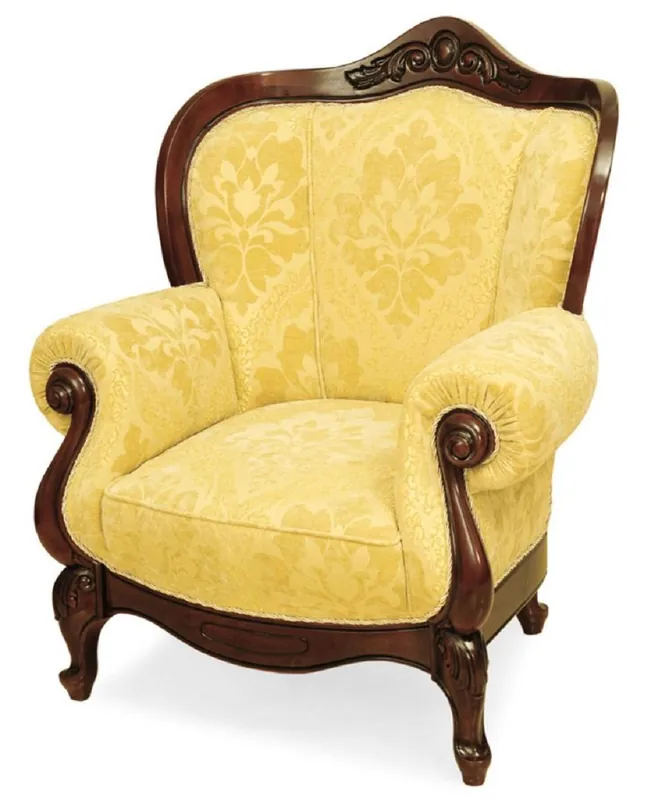 Casa Padrino poltrona barocco di lusso giallo / marrone - Mobile da soggiorno in stile barocco Geprüft