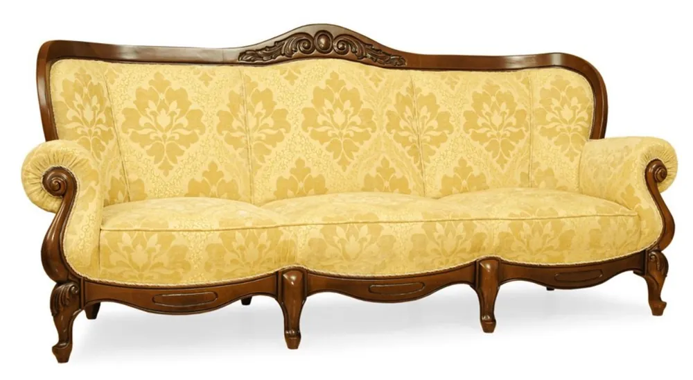 Letzte Chance Casa Padrino divano barocco di lusso giallo / marrone 240 cm - Mobile da soggiorno in stile barocco