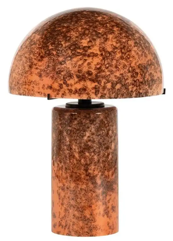 Kracherpreis Casa Padrino lampada da tavolo di lusso in vetro arancione / marrone A. 36 cm - Lampada da scrivania rotonda