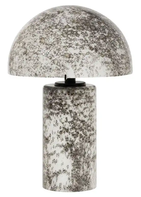 Top-Preis Casa Padrino lampada da tavolo di lusso in vetro bianco / grigio A. 36 cm - Lampada da scrivania rotonda