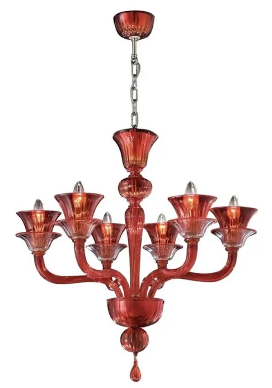 Casa Padrino lampadario barocco di lusso in vetro cristallo rosso Ø 70 x A. 71 cm - Fatto in Italia Highlight