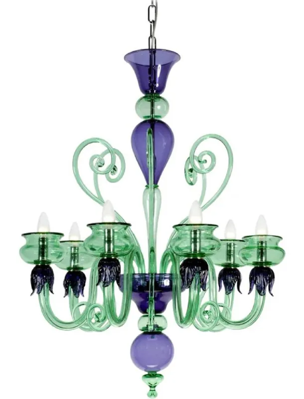 Casa Padrino lampadario barocco di lusso in vetro cristallo verde / viola Ø 75 x A. 85 cm - Fatto in Italia Mega-Angebot