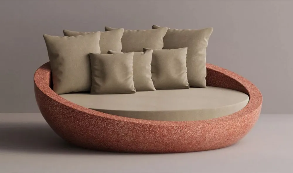 Casa Padrino isola sdraiata di lusso in cemento beige / rosso Ø 180 cm - Mobili da giardino e hotel Abverkauf