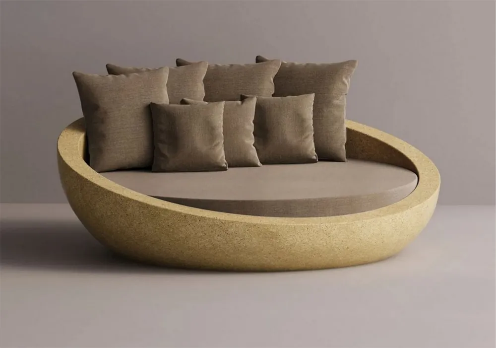 Knallerangebot Casa Padrino isola sdraiata di lusso in cemento marrone / giallo Ø 180 cm - Mobili da giardino e hotel