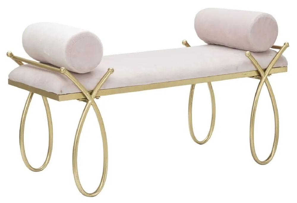 Schneller Versand Casa Padrino panca di lusso rosa / oro 112,5 cm - Interni di lusso
