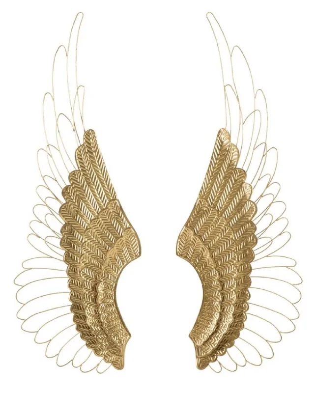 Markenware Casa Padrino set di ali decorative da parete in metallo di lusso oro 105,5 cm