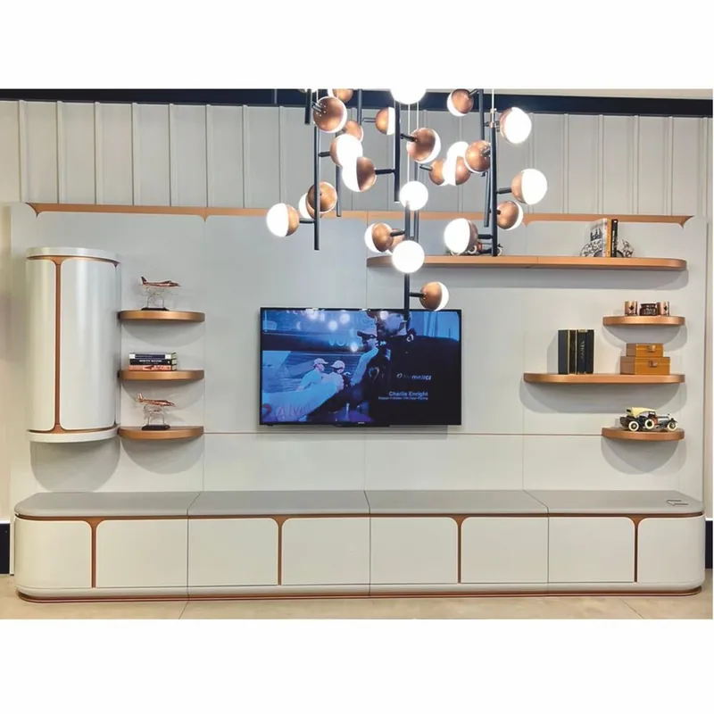 Aktuell Casa Padrino armadio TV di lusso bianco / grigio / rame 430 cm - Mobili per soggiorno e hotel